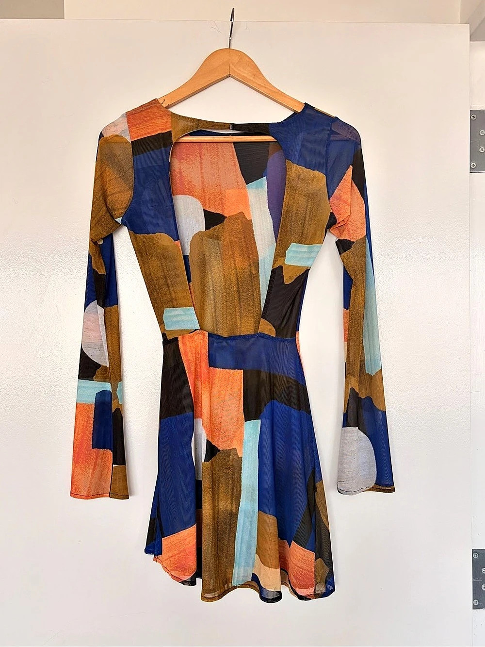 RESA Abstract Print Mesh Mini Dress — XS — Never Worn
